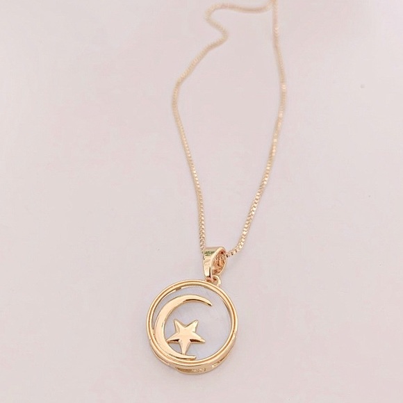 Crescent Moon Star Necklace | 14k Gold Filled - Picture 2 of 7